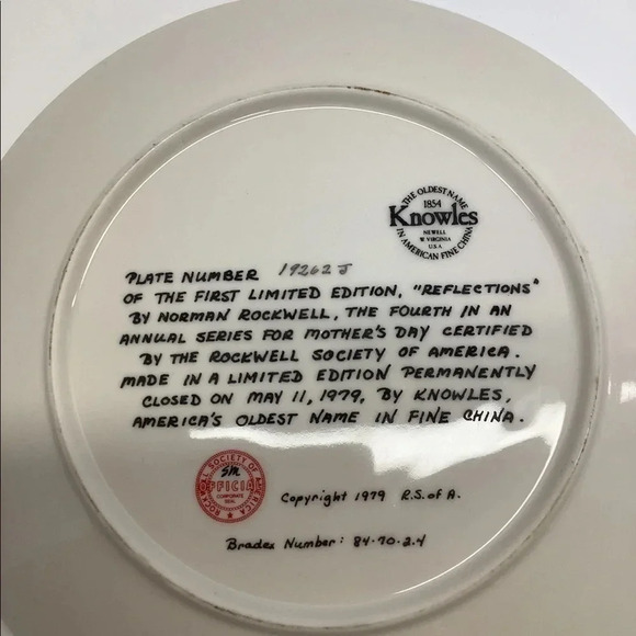 Mother's Day 1979 "Reflections" by Norman Rockwell Plate - Picture 2 of 2